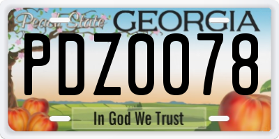 GA license plate PDZ0078