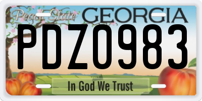 GA license plate PDZ0983
