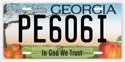 GA license plate PE606I