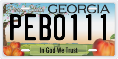GA license plate PEB0111