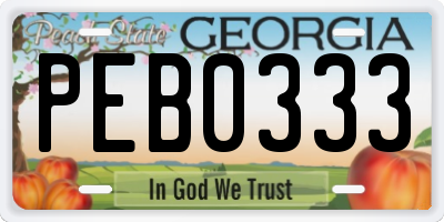 GA license plate PEB0333