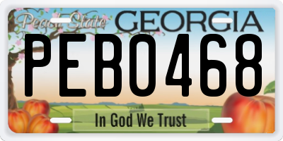 GA license plate PEB0468