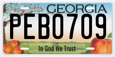 GA license plate PEB0709