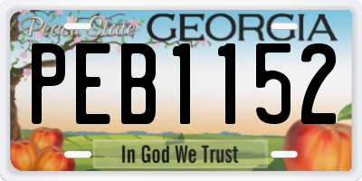 GA license plate PEB1152