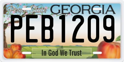GA license plate PEB1209