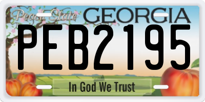 GA license plate PEB2195