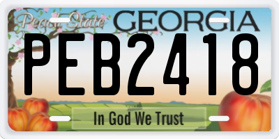 GA license plate PEB2418