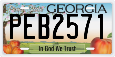 GA license plate PEB2571