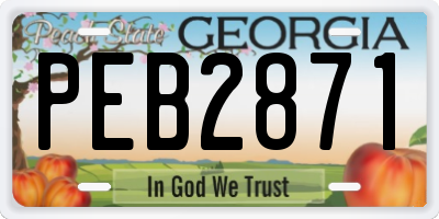 GA license plate PEB2871