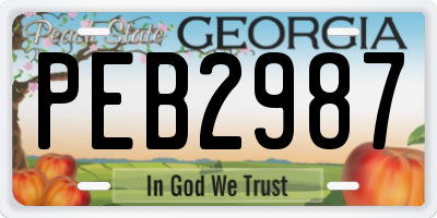 GA license plate PEB2987