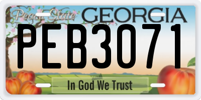 GA license plate PEB3071