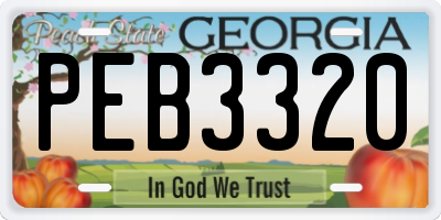 GA license plate PEB3320