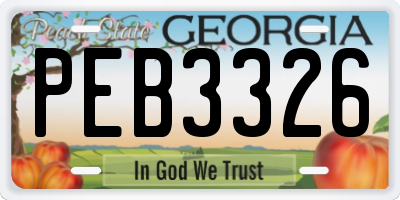 GA license plate PEB3326
