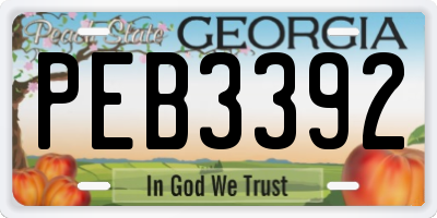 GA license plate PEB3392