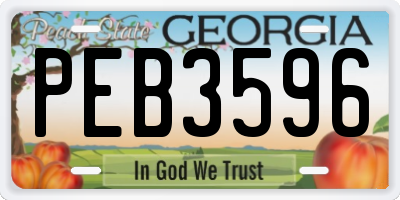 GA license plate PEB3596