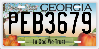 GA license plate PEB3679