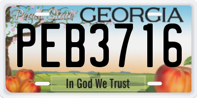 GA license plate PEB3716