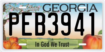 GA license plate PEB3941