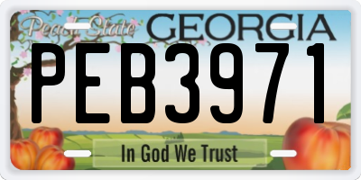 GA license plate PEB3971