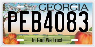 GA license plate PEB4083