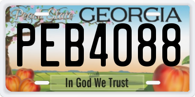 GA license plate PEB4088