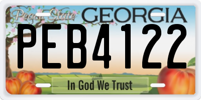 GA license plate PEB4122