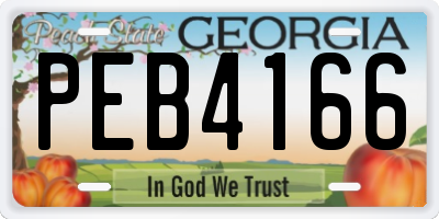 GA license plate PEB4166