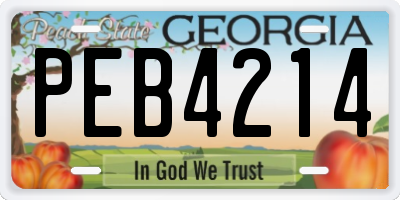 GA license plate PEB4214