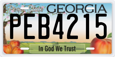 GA license plate PEB4215