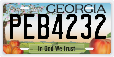 GA license plate PEB4232