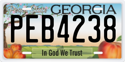 GA license plate PEB4238