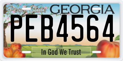GA license plate PEB4564