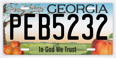 GA license plate PEB5232