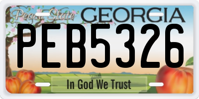 GA license plate PEB5326
