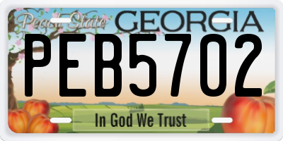 GA license plate PEB5702