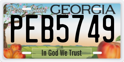 GA license plate PEB5749