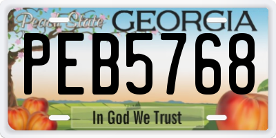 GA license plate PEB5768
