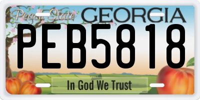 GA license plate PEB5818