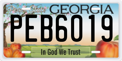 GA license plate PEB6019