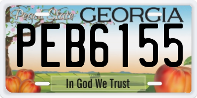GA license plate PEB6155