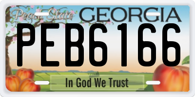GA license plate PEB6166