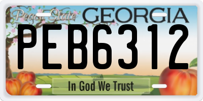 GA license plate PEB6312