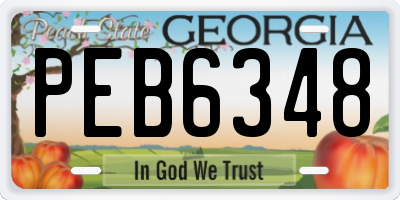 GA license plate PEB6348