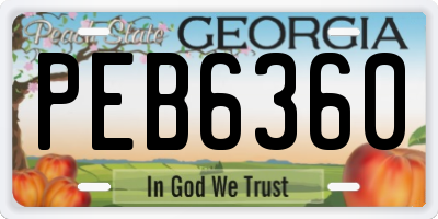 GA license plate PEB6360
