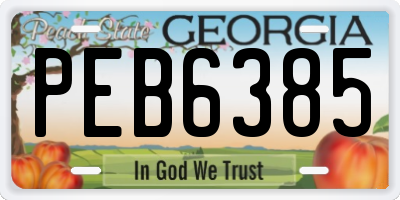GA license plate PEB6385
