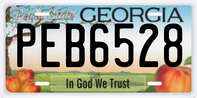 GA license plate PEB6528