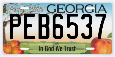 GA license plate PEB6537