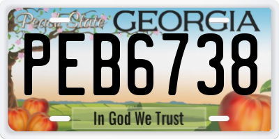 GA license plate PEB6738