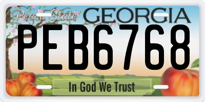 GA license plate PEB6768