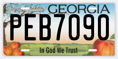 GA license plate PEB7090